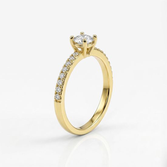 Anel solitario cravejado de zironias